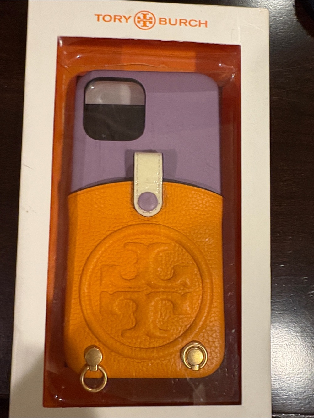 Tory Burch Lavender and Orange Leather Card Pocket Phone Iphone 12/12 pro Case